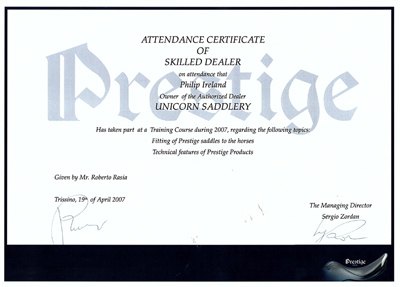 Attendance certificate of skilled dealer