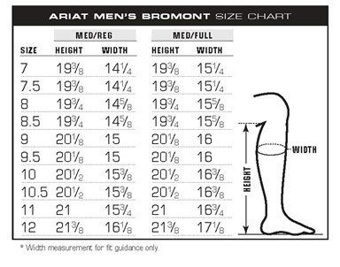 Ariat Maestro Size Chart