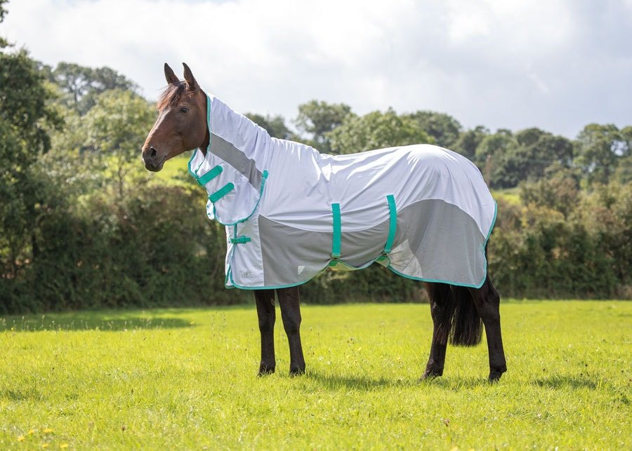 White Check Shires Tempest Original Summer Shield with Mesh 