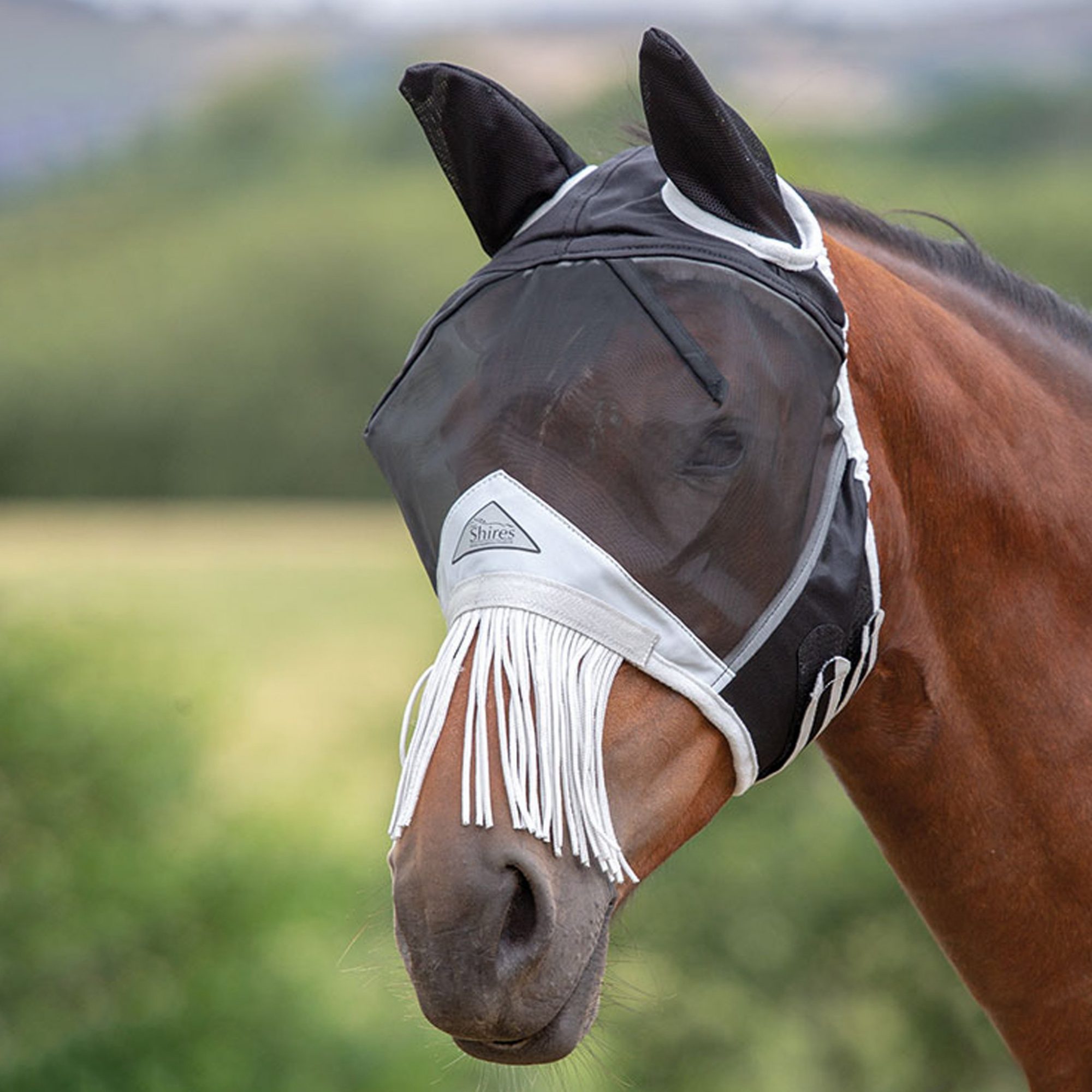 Shires Fine Mesh Fly Mask with Nose Fringe Unicorn Saddlery
