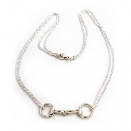 HiHo Silver Silver Double Chained Snaffle Necklace HiHo Silver Silver Double Chained Snaffle Necklace