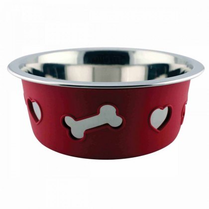 Weatherbeeta Non-Slip Stainless Silicone Bone Dog Bowl - Large