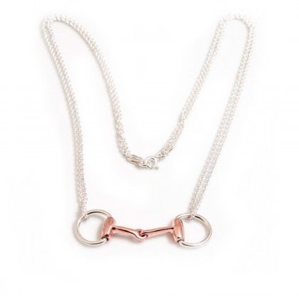 HiHo Silver Sterling Silver & 18ct Rose Gold Double Chained snaffle necklace HiHo Silver Sterling Silver & 18ct Rose Gold Double Chained snaffle necklace