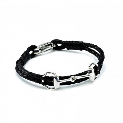 HiHo Silver Sterling Silver Snaffle Leather Bracelet HiHo Silver Sterling Silver Snaffle Leather Bracelet