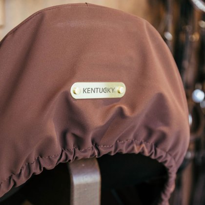 Kentucky Dressage Saddle Cover with Logo Plate – Brown Kentucky Dressage Saddle Cover with Logo Plate – Brown