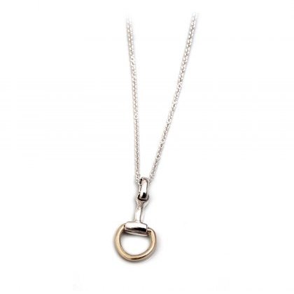 HiHo Silver Two Tone Snaffle Pendant on Fine Chain HiHo Silver Two Tone Snaffle Pendant on Fine Chain