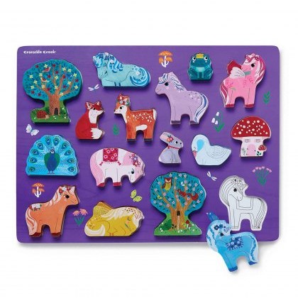 Hippychick Crocodile Creek Wooden Puzzle - Unicorn Garden