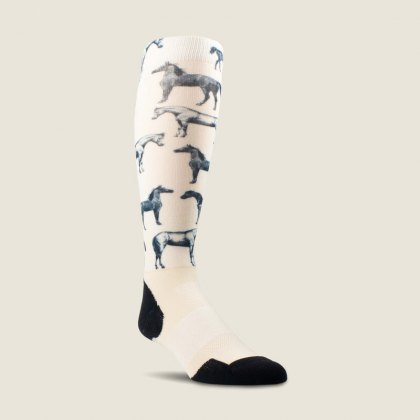 Ariat Tek Slim Printed Socks - Summer Sand Horse