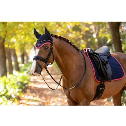 LeMieux Classic Fly Hood - Navy/Cranberry LeMieux Classic Fly Hood - Navy/Cranberry