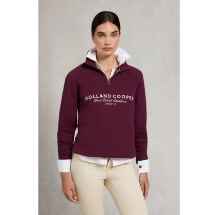 Holland Cooper Sporting Goods Zip Henley - Mulberry Holland Cooper Sporting Goods Zip Henley - Mulberry