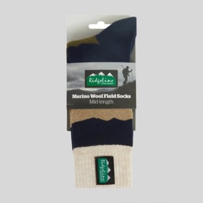 Ridgeline Merino Wool Socks (Mid) - Navy Stripes Ridgeline Merino Wool Socks (Mid) - Navy Stripes