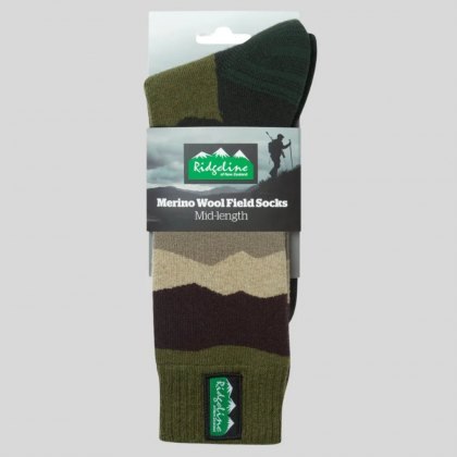 Ridgeline Merino Wool Socks (Mid) - Olive Stripes Ridgeline Merino Wool Socks (Mid) - Olive Stripes