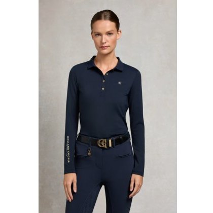 Holland Cooper Chiltern Long Sleeve Polo Shirt - Ink Navy Holland Cooper Chiltern Long Sleeve Polo Shirt - Ink Navy