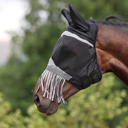 Shires FlyGuard Pro Fine Mesh Fly Mask with Nose Fringe Shires FlyGuard Pro Fine Mesh Fly Mask with Nose Fringe