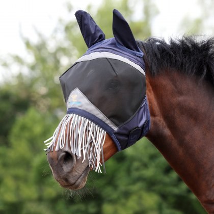 Shires FlyGuard Pro Fine Mesh Fly Mask with Nose Fringe Shires FlyGuard Pro Fine Mesh Fly Mask with Nose Fringe