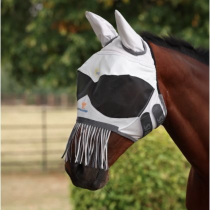 Shires FlyGuard Sun Shade Fly Mask with Ears & Nose Fringe Shires FlyGuard Sun Shade Fly Mask with Ears & Nose Fringe