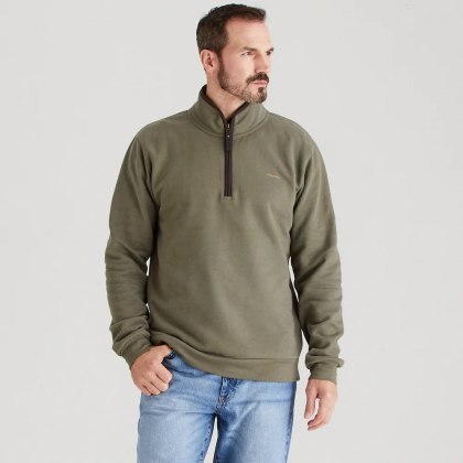 Ridgeline Mens Brancaster 1/4 Zip - Smokey Olive Ridgeline Mens Brancaster 1/4 Zip - Smokey Olive