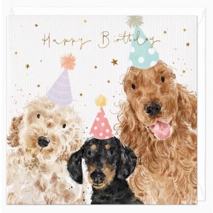 Whistlefish Party Pups Birthday Card