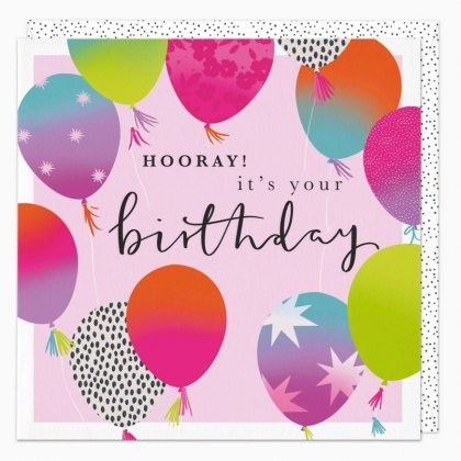 Whistlefish Hooray! Neon Balloons Birthday Card