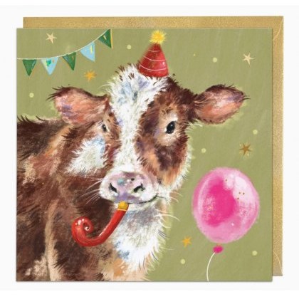 Whistlefish Party Cow Birthday Card