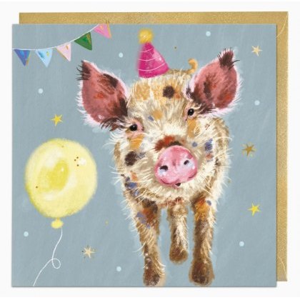 Whistlefish Paty Pig Birthday Card