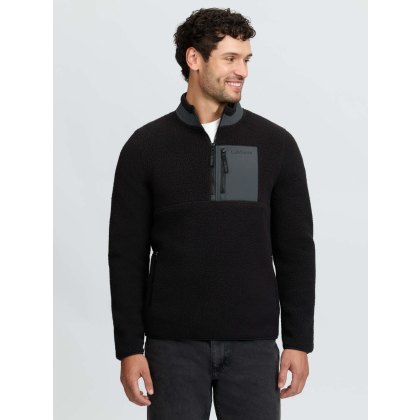 Mens Borg Half Zip Sweat - Black Mens Borg Half Zip Sweat - Black