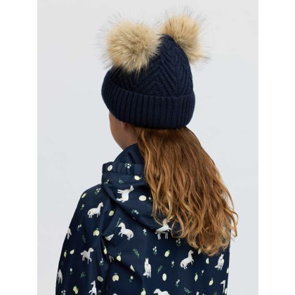 Mini Double Pom Beanie - Navy Mini Double Pom Beanie - Navy
