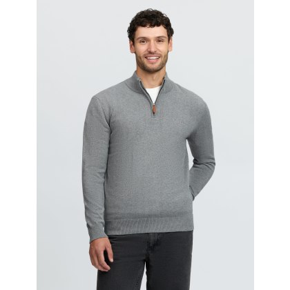 Mens Quarter Zip Knit - Grey Mens Quarter Zip Knit - Grey