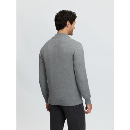 Mens Quarter Zip Knit - Grey Mens Quarter Zip Knit - Grey