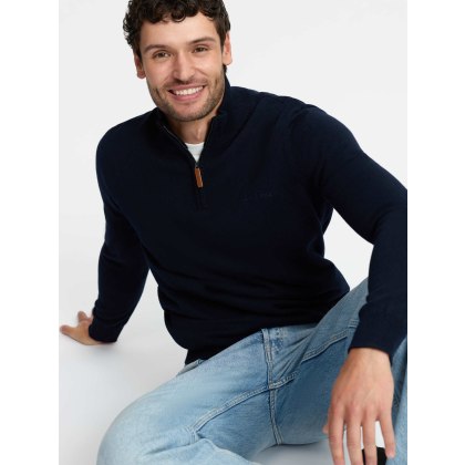 Mens Quarter Zip Knit - Navy Mens Quarter Zip Knit - Navy