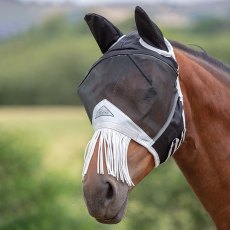 Shires Fine Mesh Fly Mask with Nose Fringe