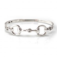 HiHo Silver Exclusive Sterling Silver Detailed Double Snaffle Bangle