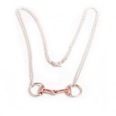 HiHo Silver Sterling Silver & 18ct Rose Gold Double Chained snaffle necklace