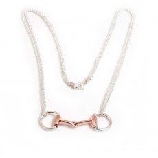 HiHo Silver Sterling Silver & 18ct Rose Gold Double Chained snaffle necklace HiHo Silver Sterling Silver & 18ct Rose Gold Double Chained snaffle necklace