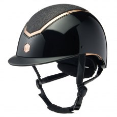 EQX Kylo Sparkly Riding Hat - Black Glossy/Rose Gold