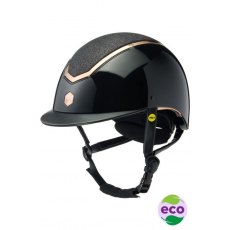 EQX Kylo Sparkly Riding Hat with MIPS - Black Glossy/Rose Gold