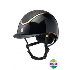 EQX Kylo Sparkly Riding Hat with MIPS - Black Glossy/Rose Gold