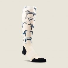 Ariat Tek Slim Printed Socks - Summer Sand Horse Ariat Tek Slim Printed Socks - Summer Sand Horse