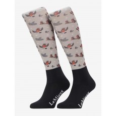 LeMieux Footsie Socks - Xmas Robins Almond