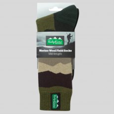 Ridgeline Merino Wool Socks (Mid) - Olive Stripes