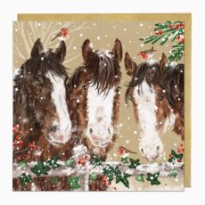Whistlefish Clydesdales & Robin Friends Christmas Card