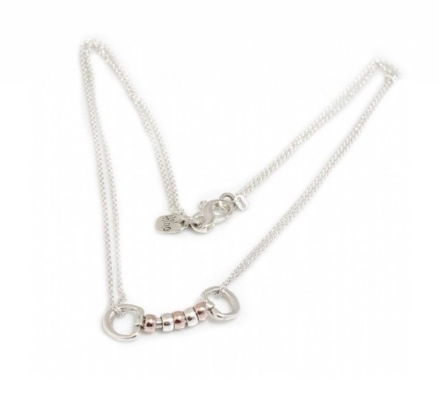HiHo Silver HiHo Silver Silver & 18ct Rose Gold Vermeil Cherry Roller Snaffle Necklace