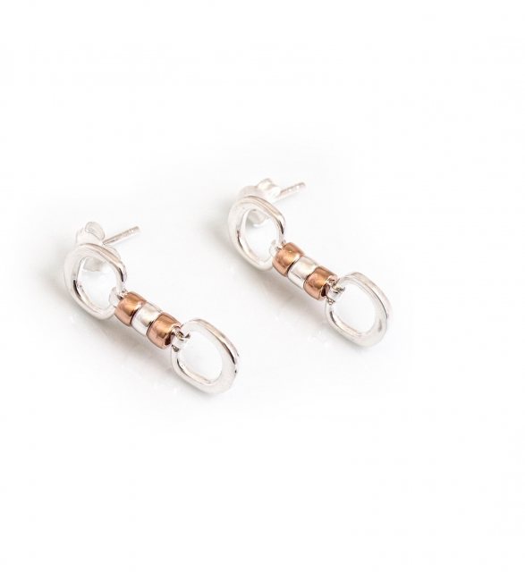 HiHo Silver HiHo Silver Silver & 18ct Rose Gold Cherry Roller Earrings