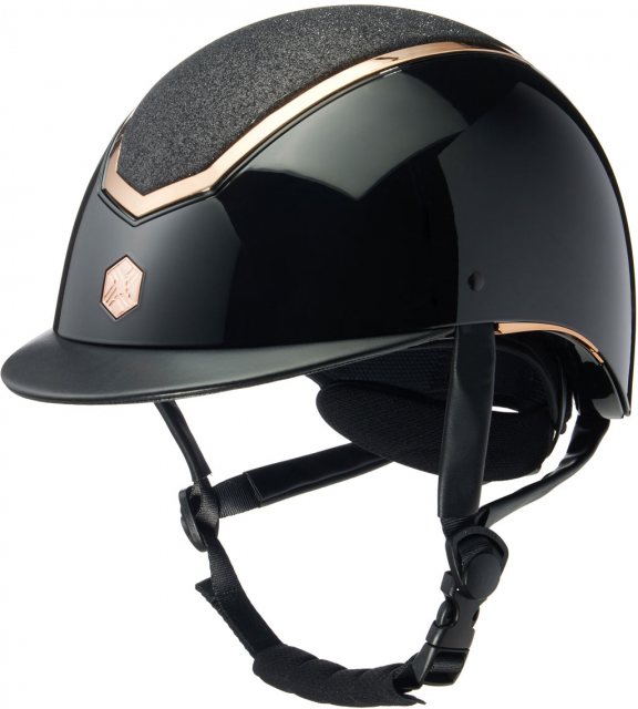 Charles Owen EQX Kylo Sparkly Riding Hat - Black Glossy/Rose Gold