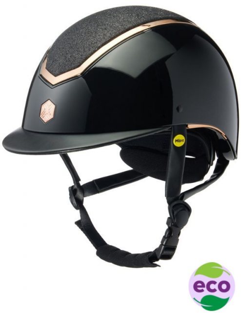 EQX EQX Kylo Sparkly Riding Hat with MIPS - Black Glossy/Rose Gold