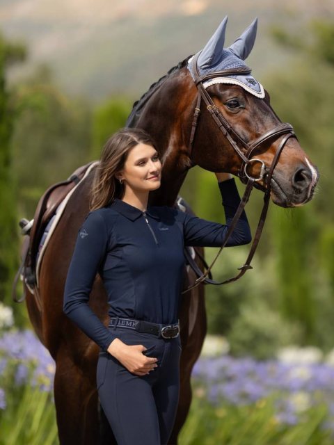 LeMieux Long Sleeve Sport Polo Shirt - Navy - Polo Shirts