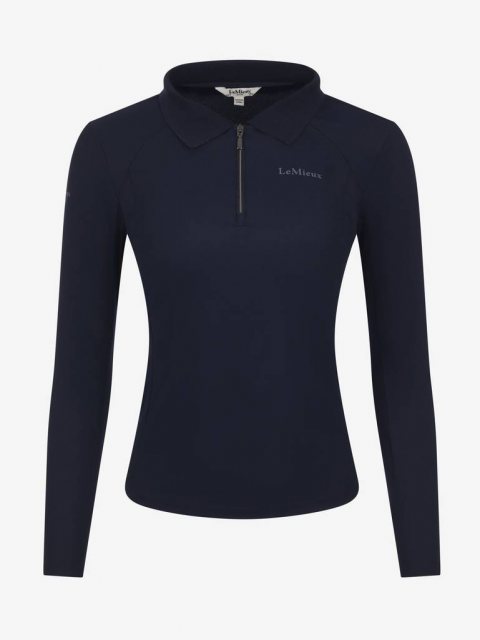 LeMieux Long Sleeve Sport Polo Shirt - Navy - Polo Shirts