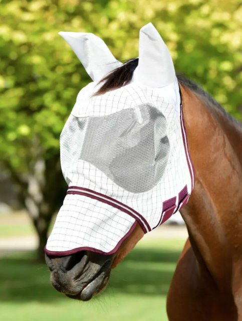 Weatherbeeta Weatherbeeta Hybrid Seasons Fly Mask - White/Maroon