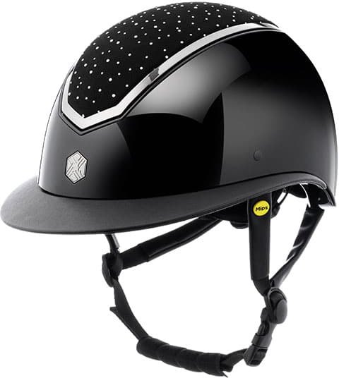 Charles Owen EQX Kylo Crystal Wide Peak with MIPS - Black Gloss/Silver