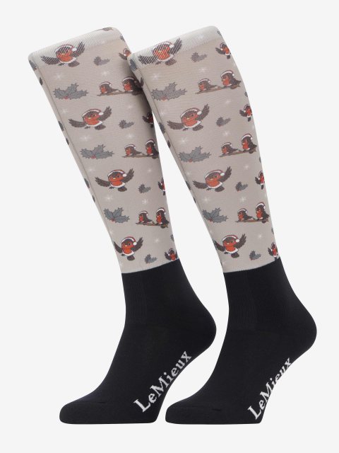 LeMieux LeMieux Footsie Socks - Xmas Robins Almond